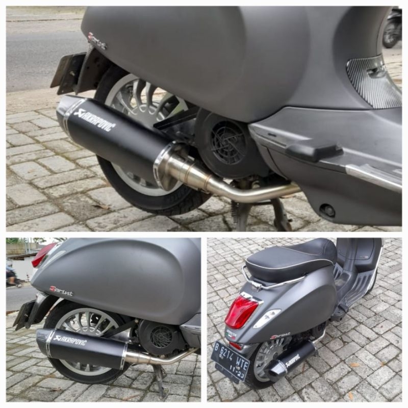 knalpot custom akrapovic for semua jenis vespa matic ( full system pnp)