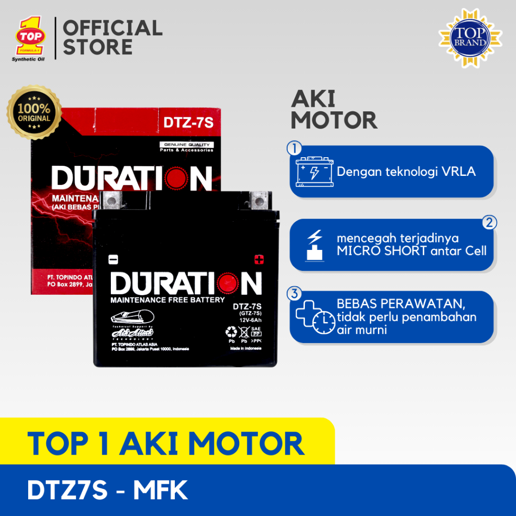 Aki Motor DTZ7S - MFK - Scoopy - Satria FU - Nmax - Ninja 250