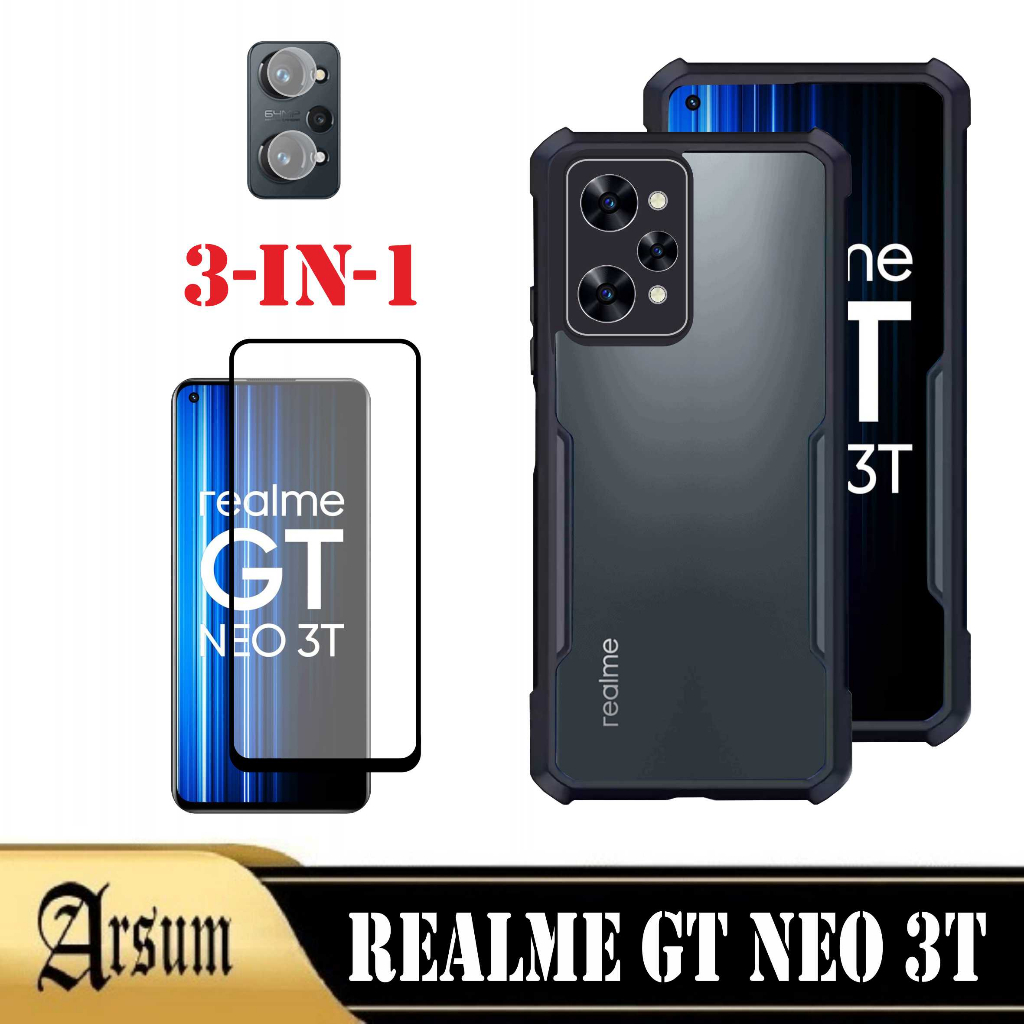 PAKET 3in1 Softcase Transparan REALME GT NEO 3T Case Cover Airbag hardcase silikon terbaru Free Temp