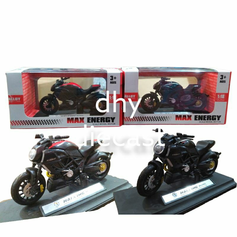 Diecast motor moge max energy 1:18 miniature motor ducati cavel mainan anak moge