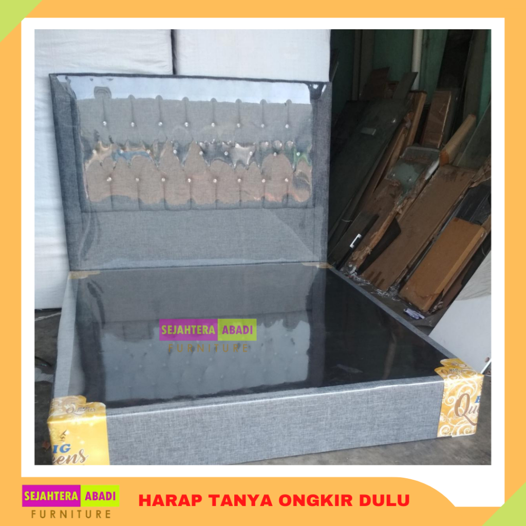 springbed - divan sandaran springbed Big Queen request motif oscar kain fabric kain bludru exclusive