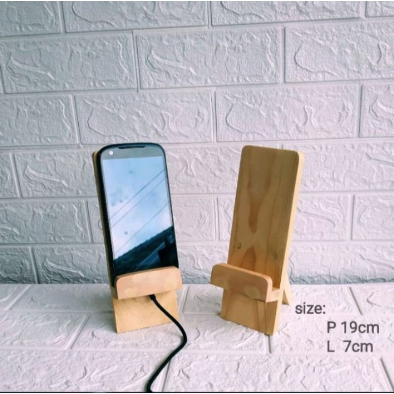 Standing holder HP,tempat dudukan HP kayu