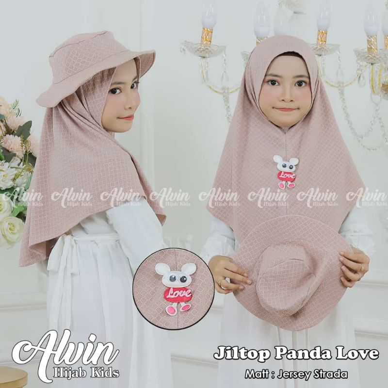 Jilbab Hijab Topi Anak Boneka Love Jersey Premium Kerudung Alvin - Kids Colection