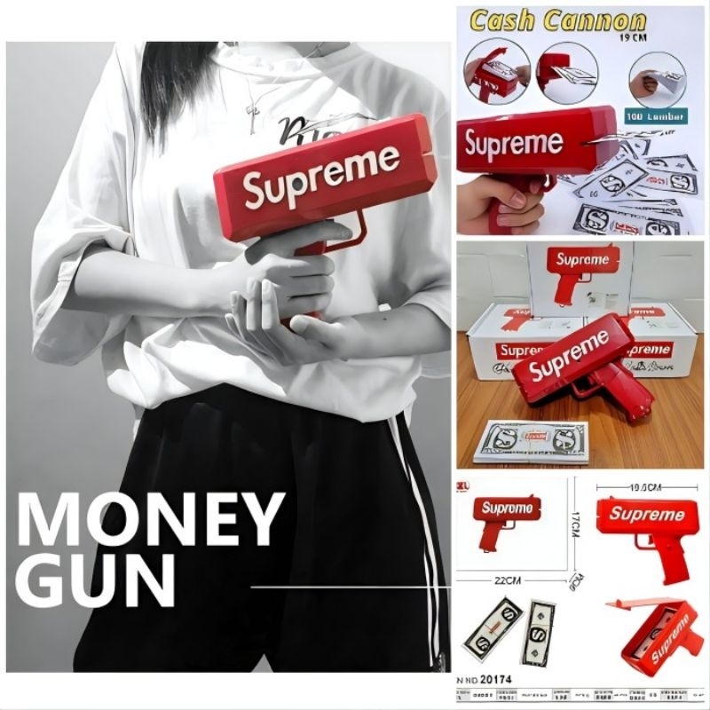 Mainan Tembakan Supreme Money Gun Cash Cannon Murah - Mainan Pistol Tembakan Uang Kertas Anak Laki L