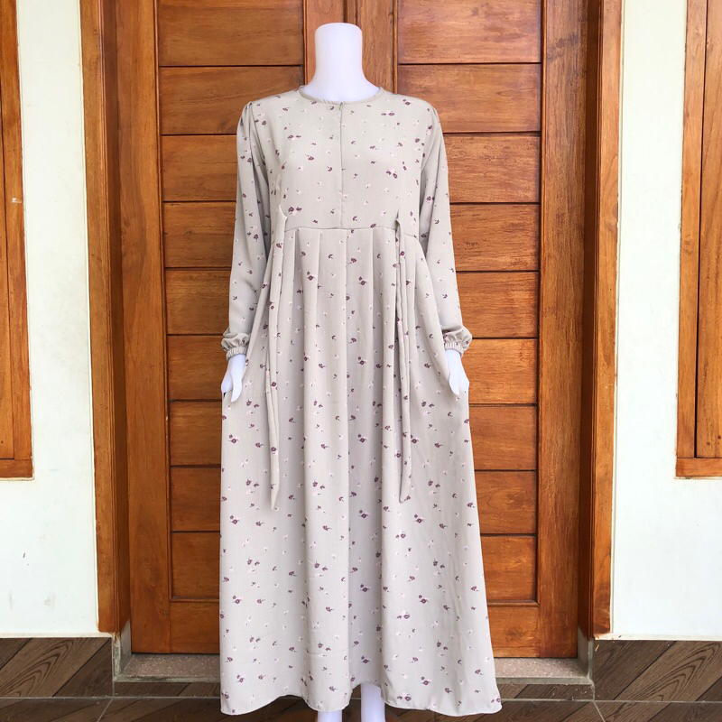 Terbaru Aurora Dress Busui Crinkle Motif Bunga Maxi Midi