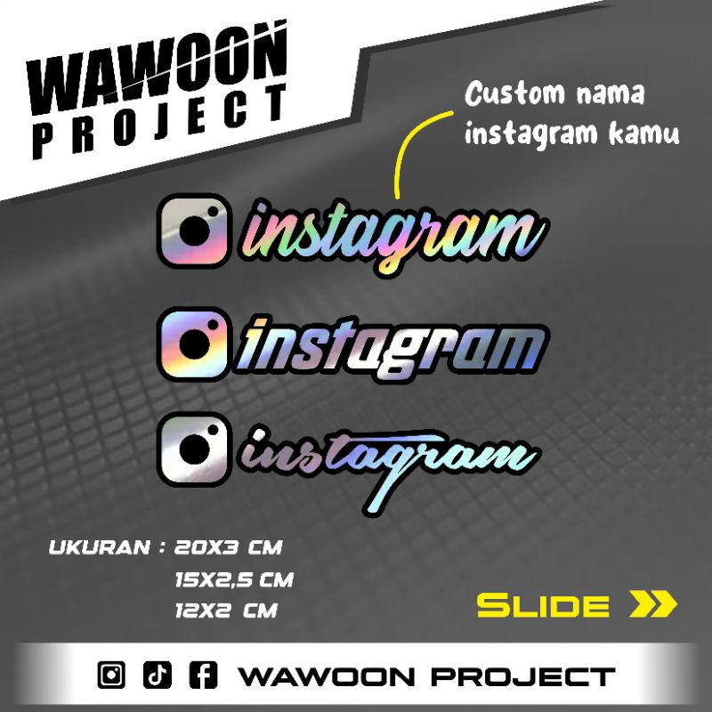 Stiker custom nama ig hologram cutting stiker