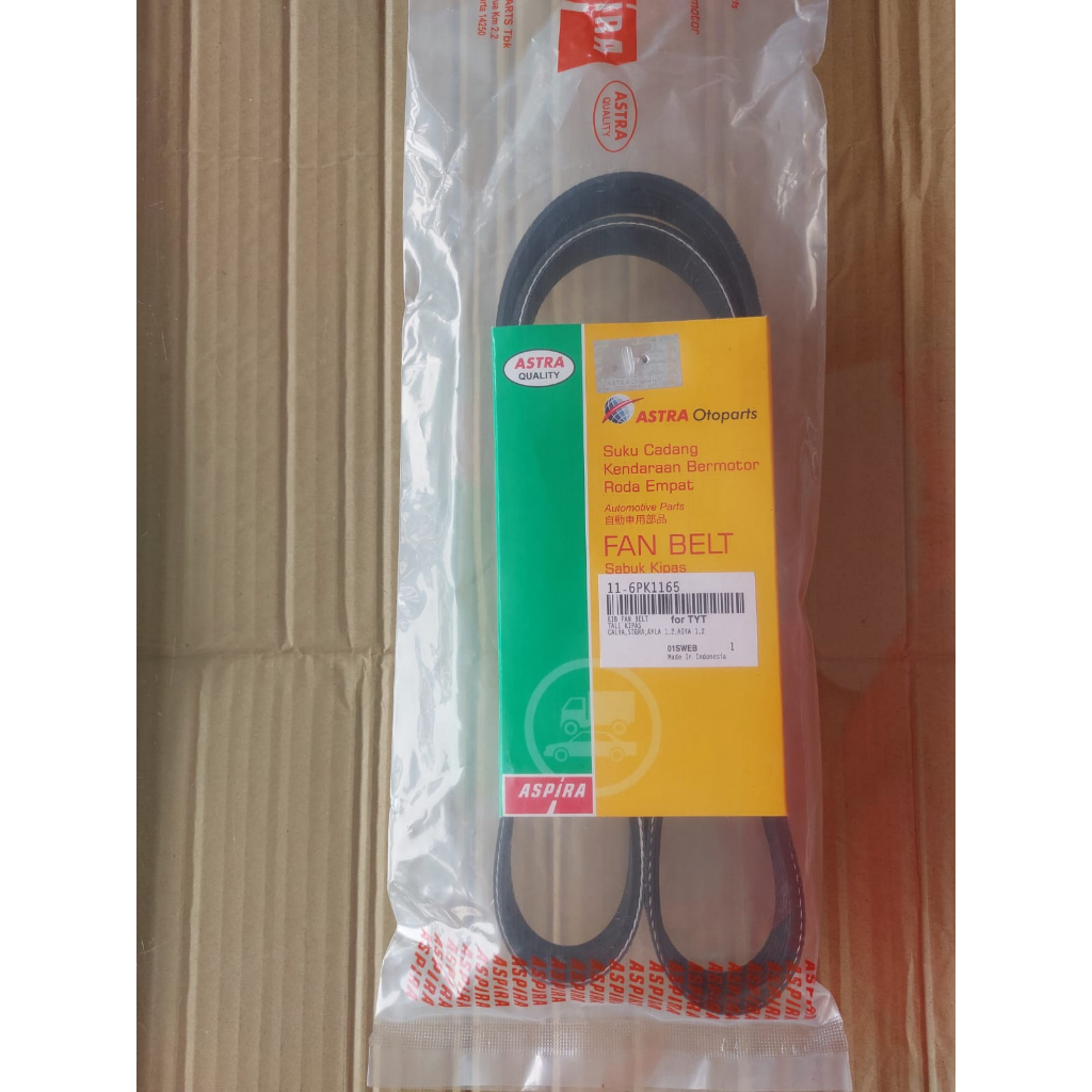 Fan belt tali kipas Alternator/AC/Power Steering Original Aspira 6PK1165, Toyota Calya, Agya, Daihat