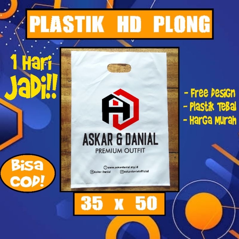 JASA SABLON PLASTIK KEMASAN BAJU / TAS KRESEK HP PLONG 35 X 50 BISA CUSTOM SABLON