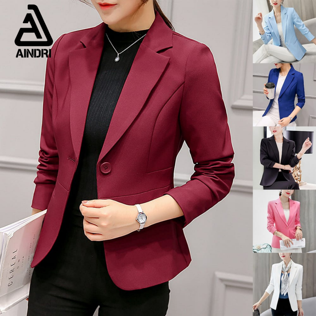 BLAZER WANITA FORMAL SLIMFIT BIG SIZE 2XL-5XL / BLAZER FORMAL WANITA KANCING SATU SLIMFIT