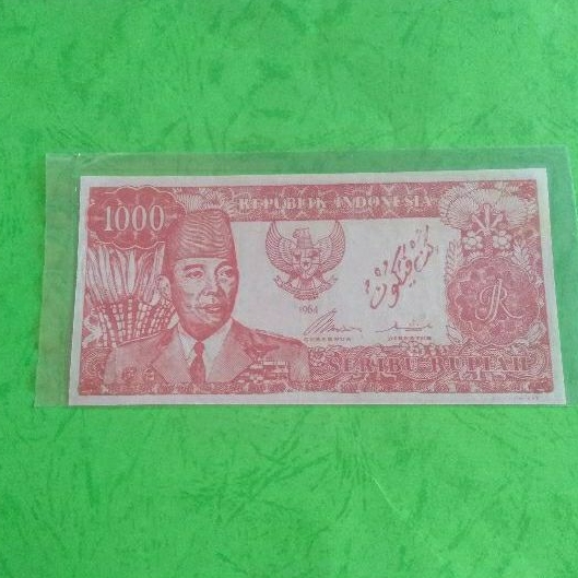 Uang kuno Soekarno 1000 Bisa Menggulung Merah 2 Penari
