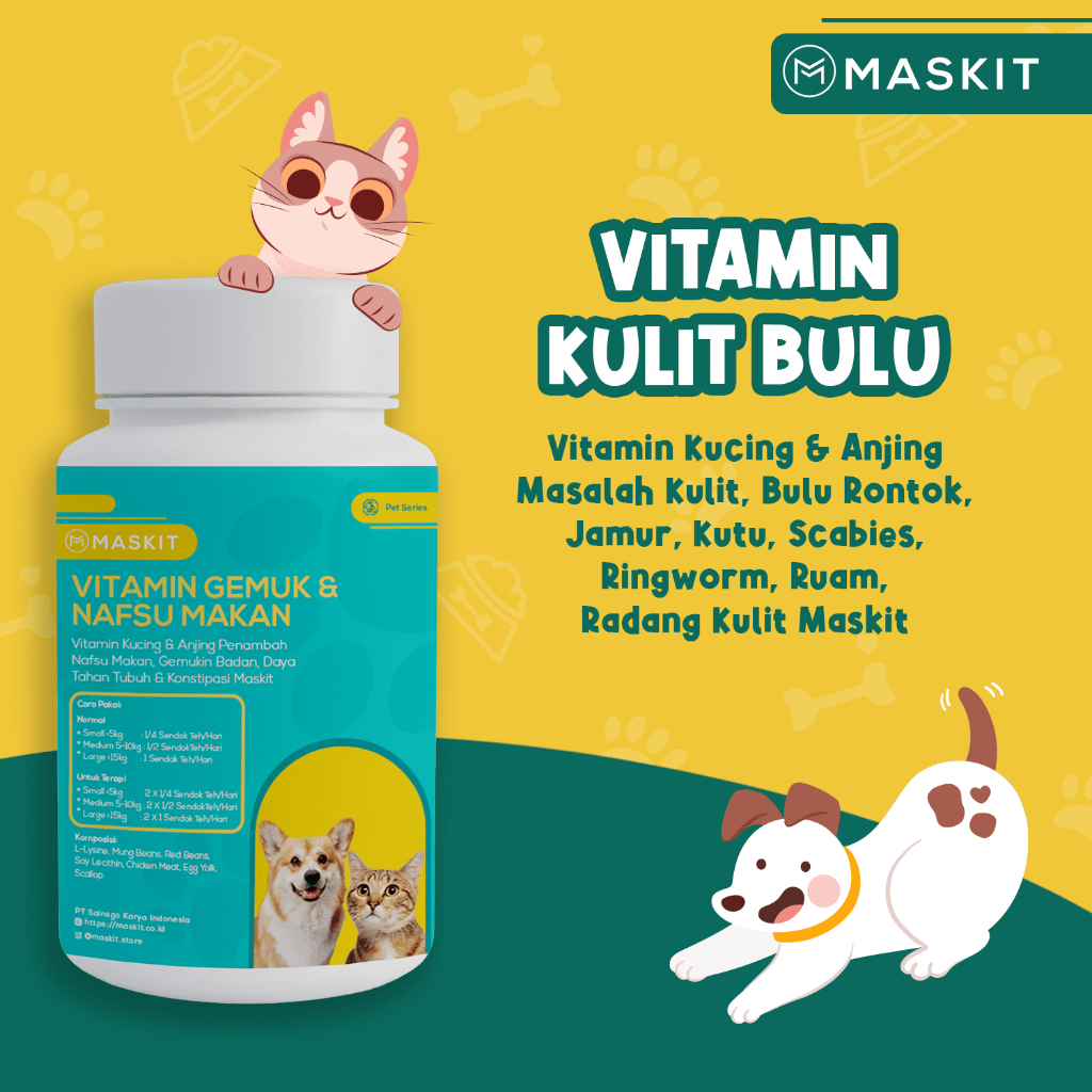 Vitamin Hewan Kucing Anjing Penambah Nafsu Makan, Gemukin Badan, Daya Tahan Tubuh & Konstipasi untuk