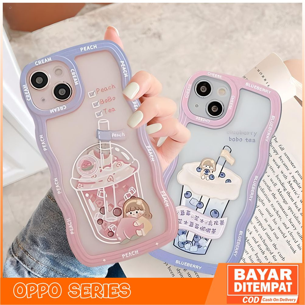 Case Oppo A3S A5 A5S A5 2020 A7 A9 2020 A11K A12 A15 A15S A16 A16S F9 Casing Pop Ice Wave Blueberry 