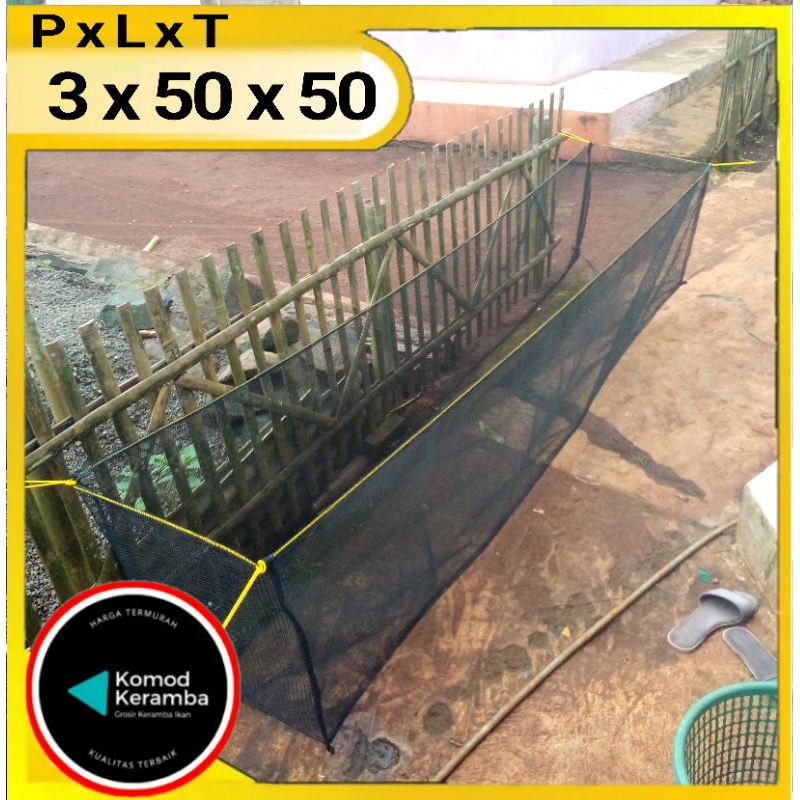 keramba ikan 3x50x50 jaring kerambah karamba burayak ikan siap pakai