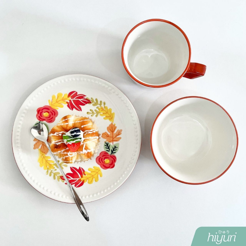 HIYURI Piring Keramik Autumn Dinner /piring makan/piring keramik/piring bunga/piring cake/piring mak