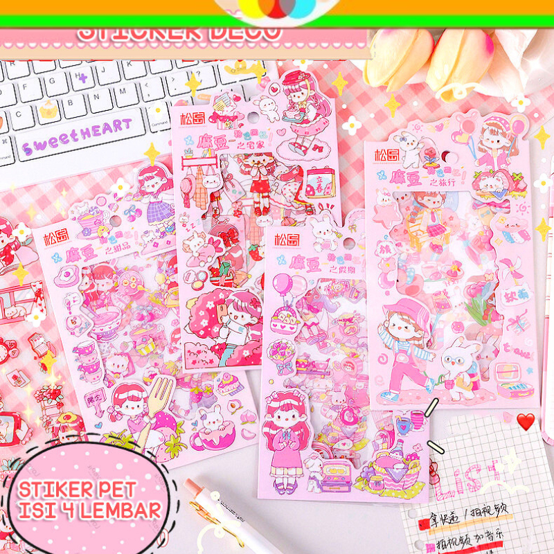 

ISI 4 LEMBAR FRESH GIRL KARTUN SERIES CUTTING STICKER DECORATIVE PACK STIKER DEKORASI JOURNAL LUCU PET TRANSPARANT UNTUK HIAS SCRAPBOOK BUKU DIARY HP HOBI JOURNALING DLL