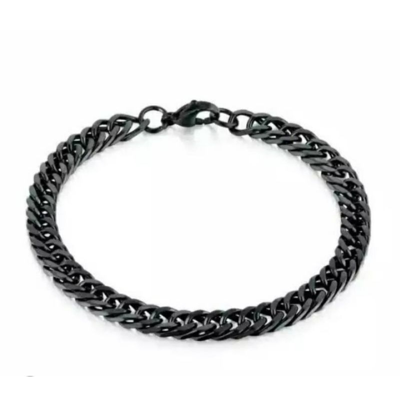 Gelang rantai titanium steel silver hitam gelang pria