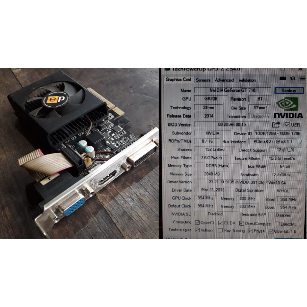 VGA gt710 gt 710 gt720 gt 720 nvidia GK208 DX12 2GB mantap pubg valorant gta v lancar hackintosh bis