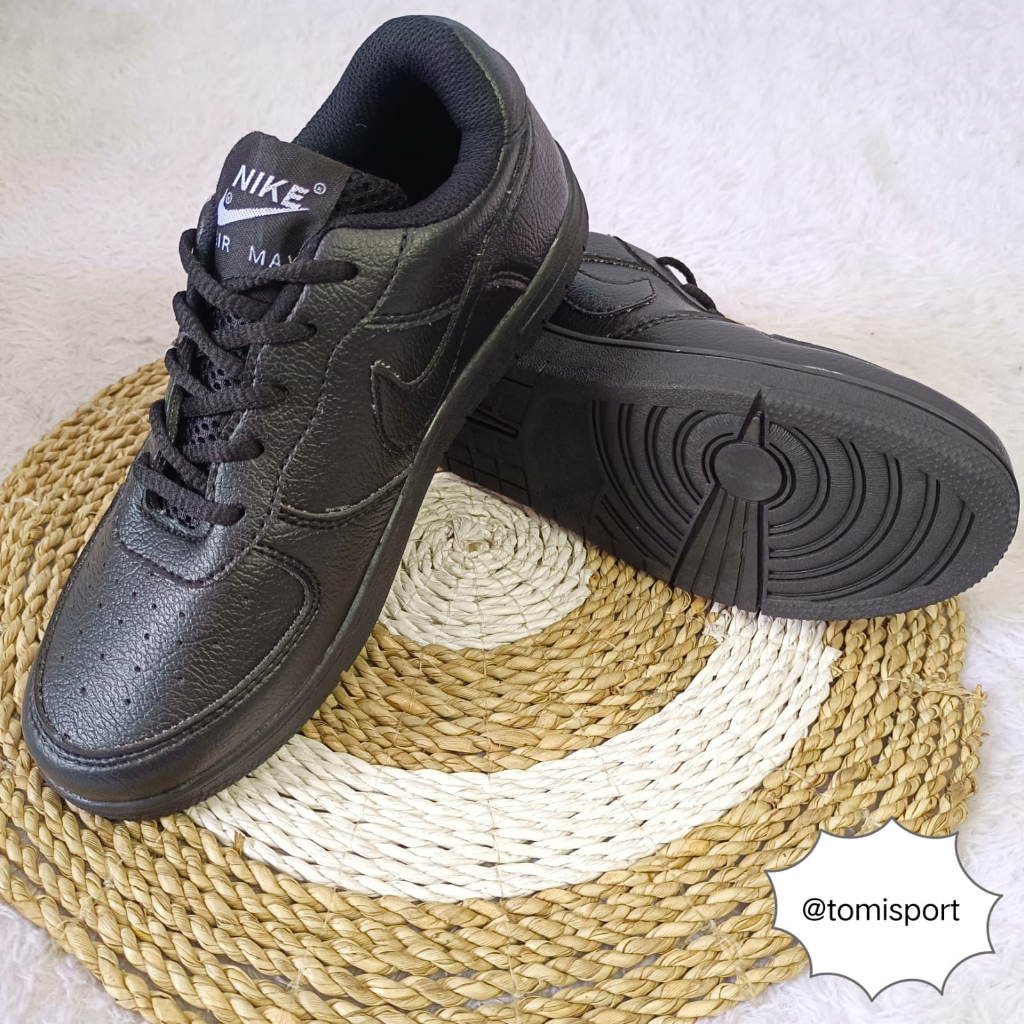 SEPATU SEKOLAH HITAM POLOS / SEPATU SEKOLAH HITAM FULL BLACK / SEPATU SEKOLAH KERJA HITAM POLOS LENT