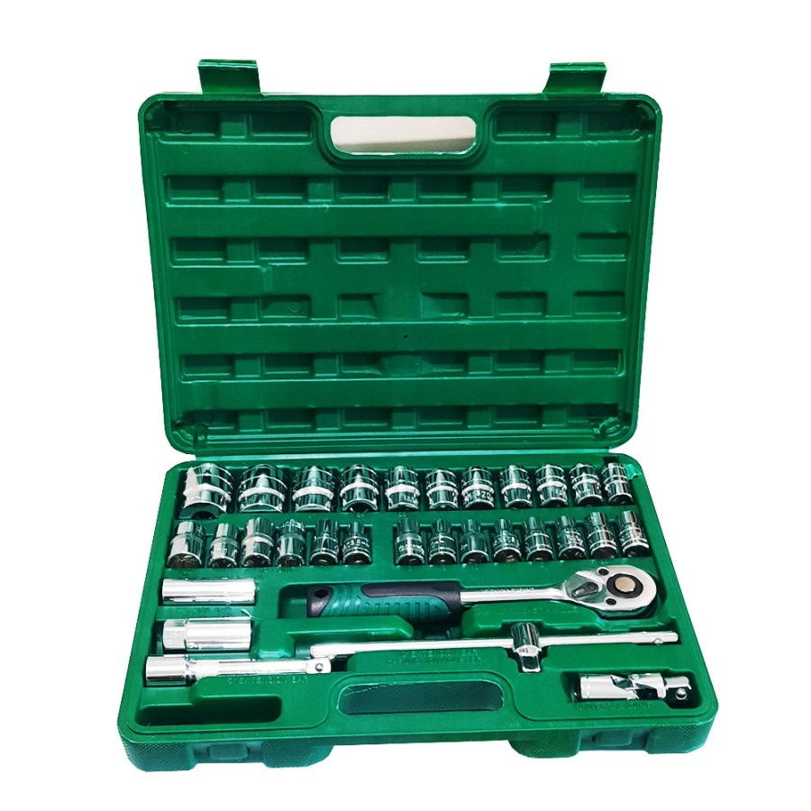 KDK 32 pcs Socket Wrench Set Kunci Pas Ratchet Socket Wrench Set Mata Sok Chroom Vanadium Steel