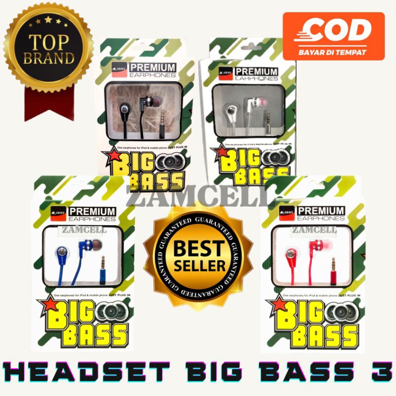 HEADSET EARPHONES ARMY BIG BASS 2 - HF ARMY BIG BASS 2