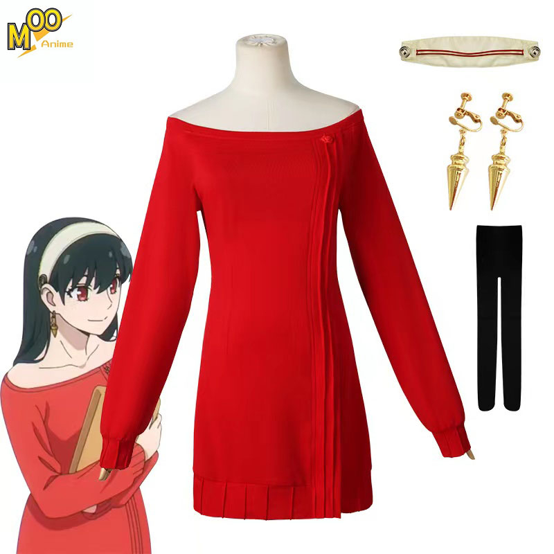 SPY X FAMILY Yor Forger cosplay Costume Yor Red housewear and wig Christmas Halloween Party Clothing