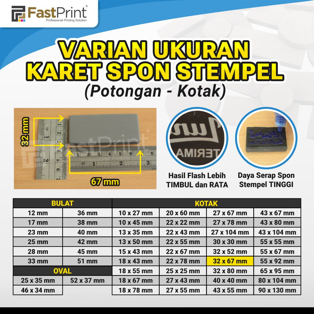 

Karet Stempel Flash Potongan Kotak 32X67 MM