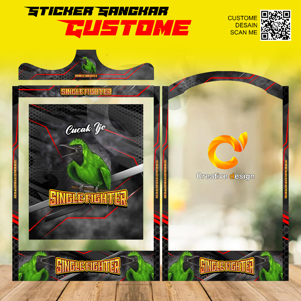 STICKER DECAL  SANGKAR KOTAK CUCAK IJO SINGLE FIGHTER