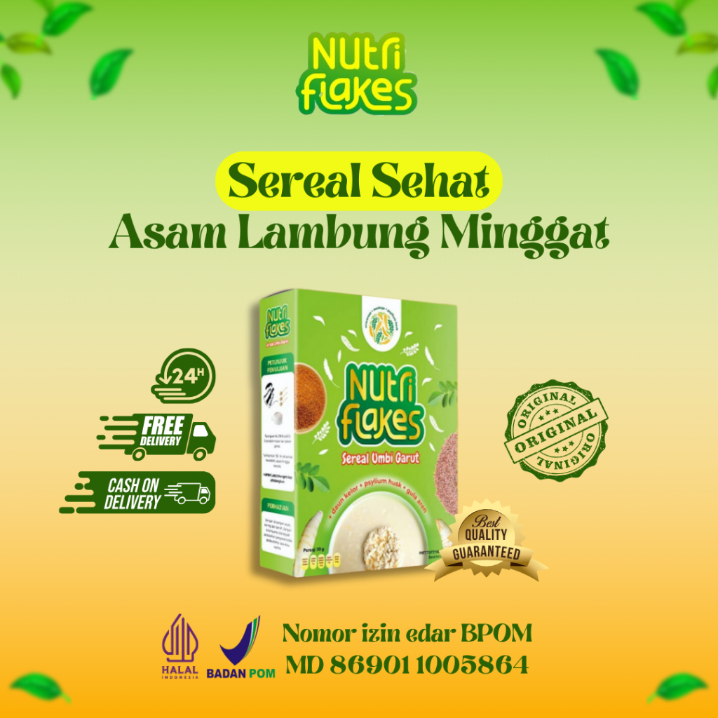 

Nutriflakes -Sereal Umbi Garut + Bahan Herbal lainnya, Solusi Atasi Asam Lambung Minggat