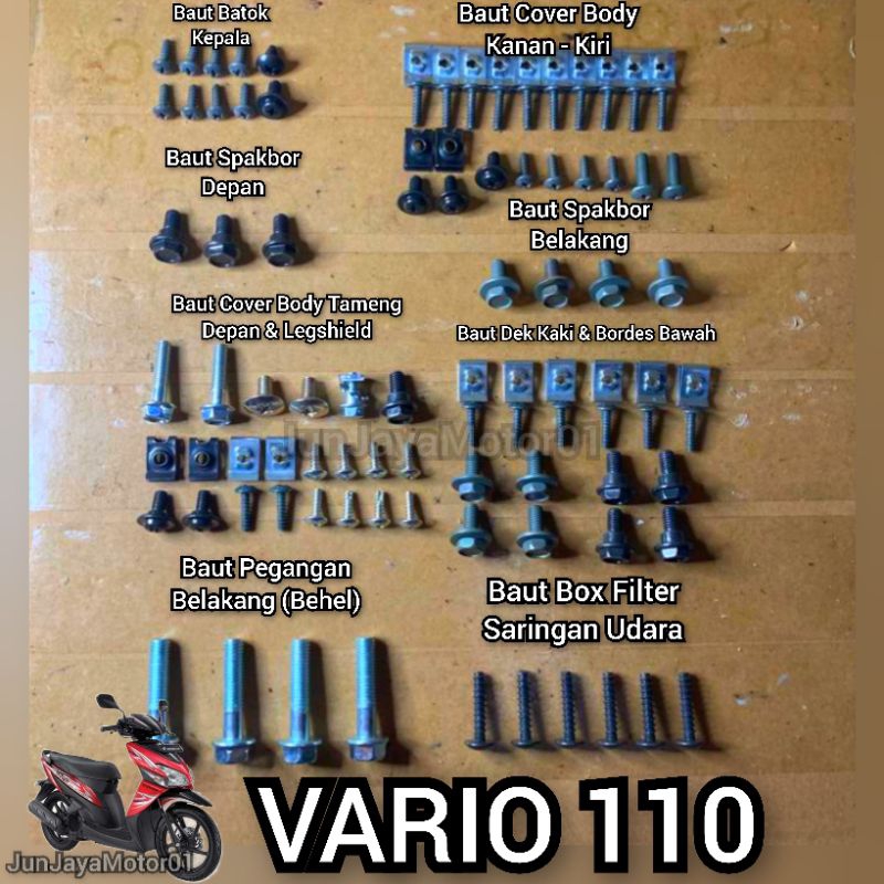 Baut Lengkap Full Set Body Bodi Honda Vario 110 Karbu