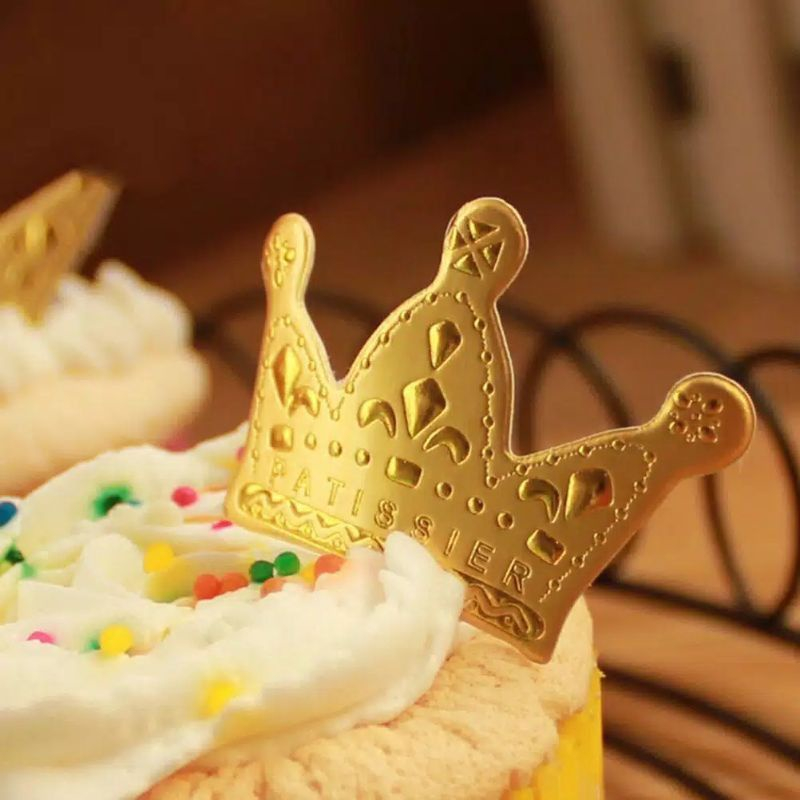 CAKE TOPPER CROWN 10pcs MAHKOTA EMAS KERTAS RAJA RATU HIASAN CUPCAKES AKSESORIS CAKE DEKORASI CAKE T
