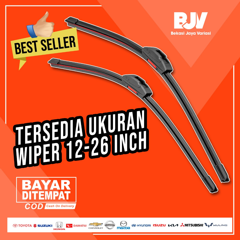 Wiper Mobil Dual Blade - Universal Semua Mobil - Wiper Frameless Dual Karet Double Blade Layer