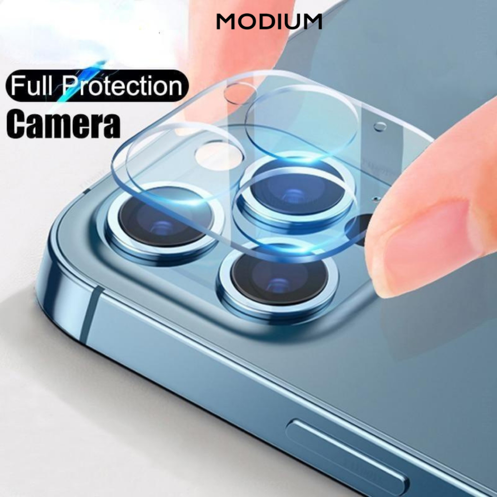 MODIUM Anti Gores Kamera Tempered Glass Camera Lens Protector Luxury Style for iPhone 11 12 13 14 Pr