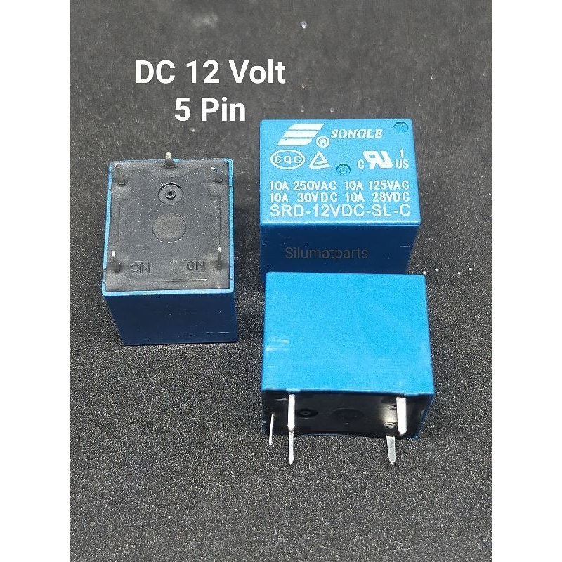 Relay DC 12 volt 5pin 10amper / Rilay 12v 5kaki / Relay 12v dc 5pin