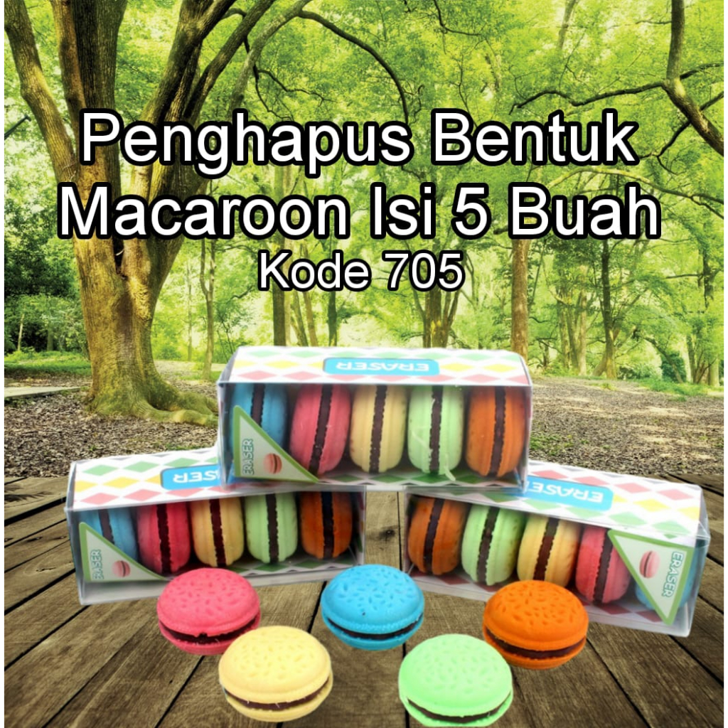

penghapus bentuk unik biskuit macaron / 5 buah penghapus macaron