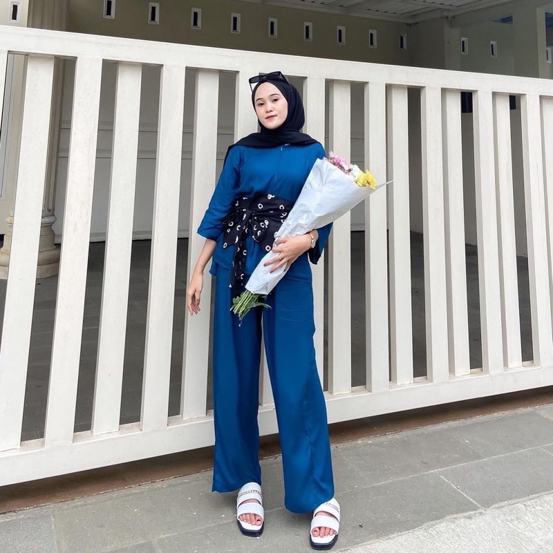 One Set kulot / One Set Kulot Wanita Kekinian / One Set Rayon Twill Premium Jumbo Busui / One Set Po