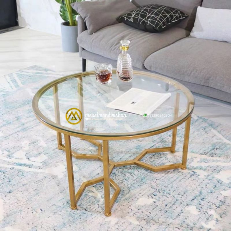 Meja Tamu Bulat Besi Murah,Meja Tamu Besi Top Kaca,Meja Tamu Kaca,Meja Tamu Murah,Coffe Table