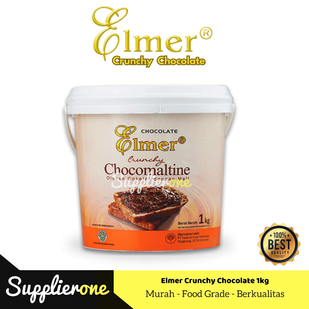 

Elmer crunchy chocomaltine 1kg / Elmer chocomaltine / Selai Roti Bakar / Toping Roti / Selai Roti / Selai Coklat / Olesan Roti