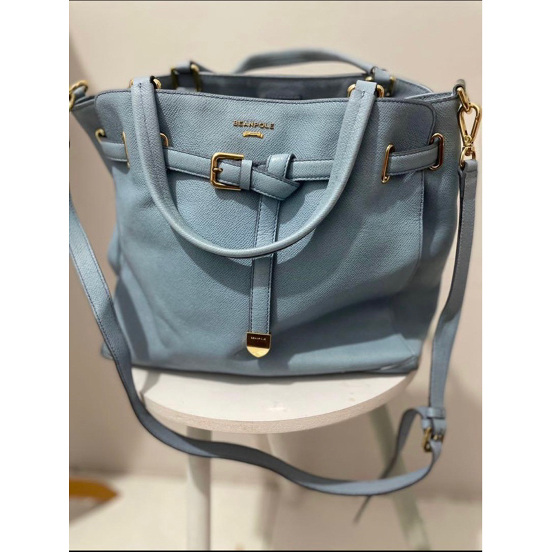 Tas Bean Pole; beanpole; tas bp kulit; tas shoulder ; tas serut ; tas kulit warna biru muda ; tas sl