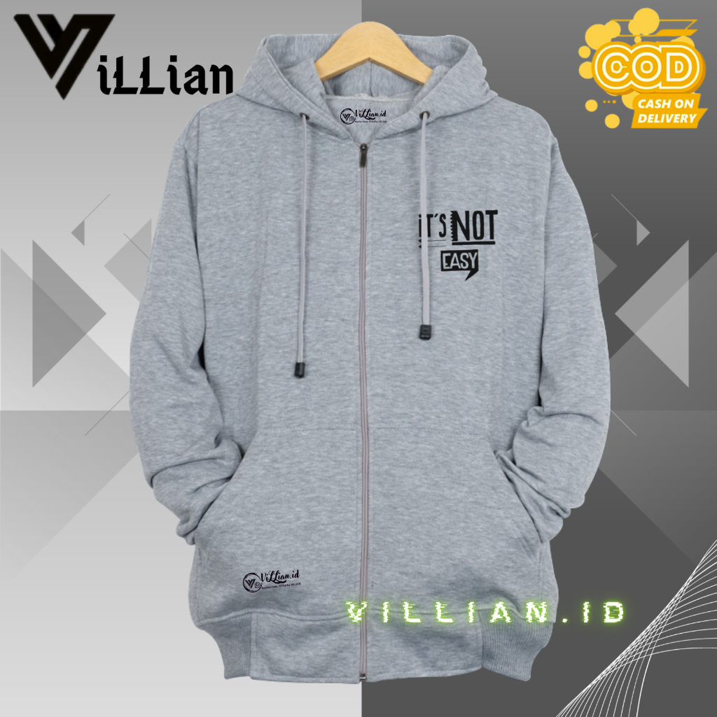 Jaket hoodie cowok bahan tebal Hoodie pria distro aesthetic warna abu muda Sweater hodie distro aest