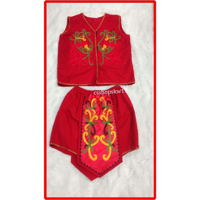 SETELAN PAKAIAN ADAT DAYAK LAKI LAKI DEWASA BORDIRAN