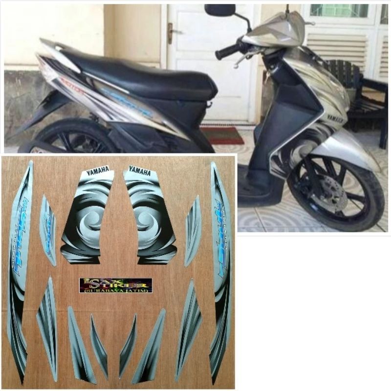 stripping sticker lis standar ori yamaha mio soul 200u 2008 warna silver