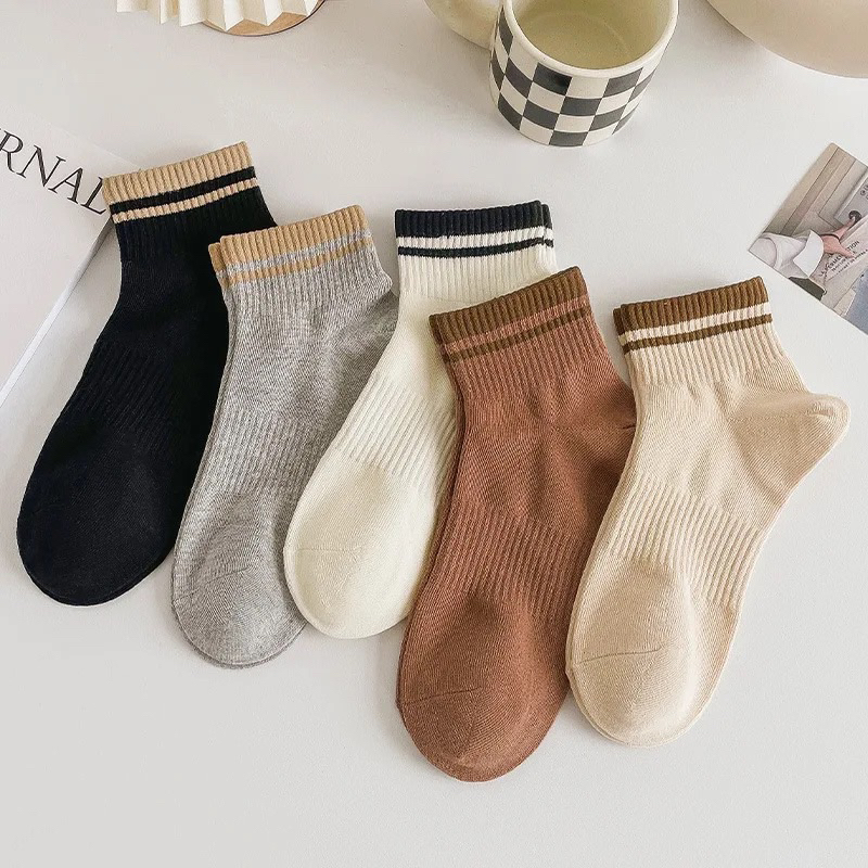 [DWCORNER] Kaos Kaki Garis Korea / Kaos Kaki Polos Wanita Pria / Kaos Kaki Polos