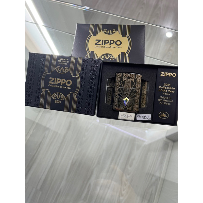 Zippo Crystal Art Deco Original 49501 Gold Plated COTY 2021  Emblem