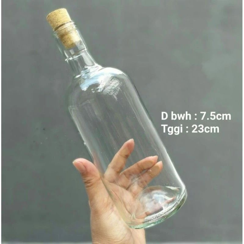 BOTOL KACA 500ML, BOTOL KACA TUTUP KAYU 500ML
