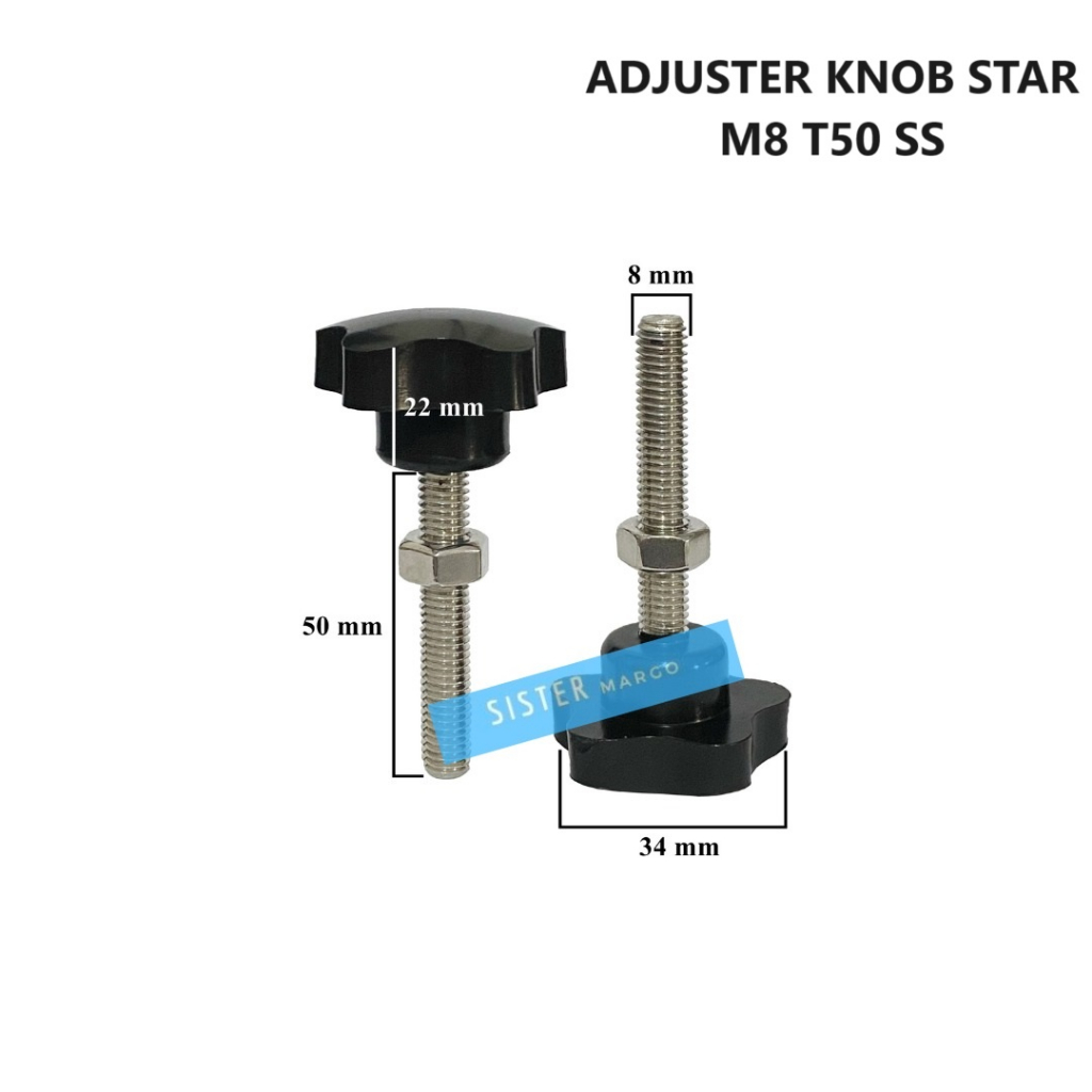Knob Star Adjuster Baut M8 T50 Stainless Steel