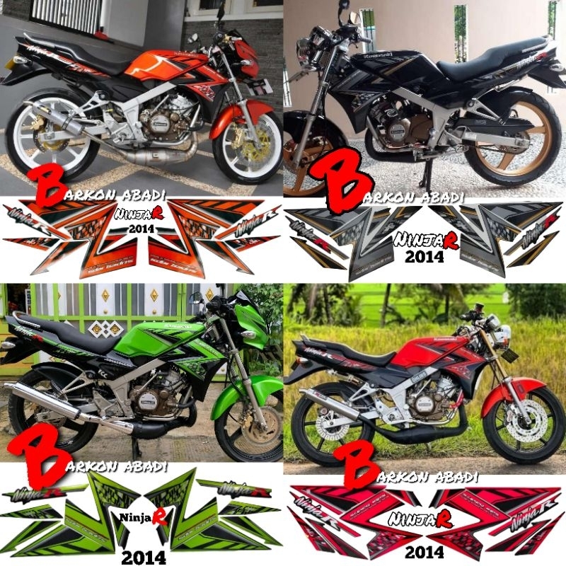 stiker Striping NINJA R 2014 good quality varian varana (orange hitam hijau merah) original