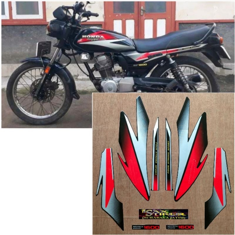 Striping Original Honda GL Pro hitam Lis merah tahun 1996