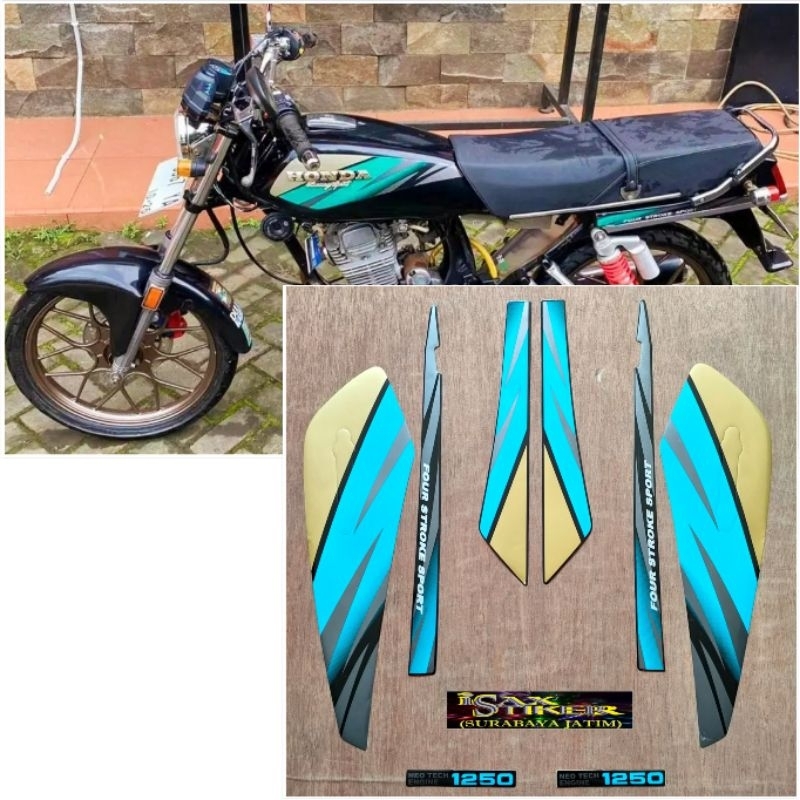 Striping Original Honda GL MAX hitam Lis hijau tahun 1995 1996