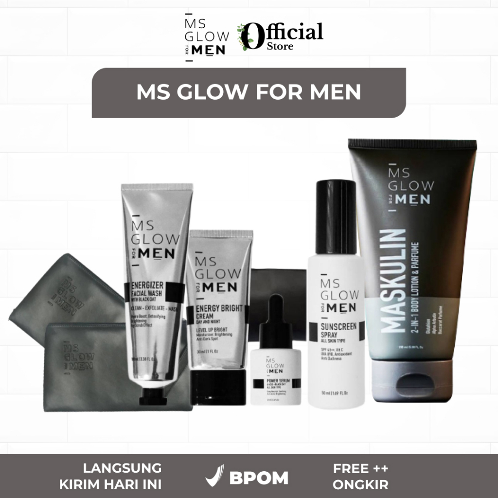 Paket MEN - MS Glow Men Paket Lengkap Ms Glow For Men Paket Basic Ms Glow Men SKincare Pria dan Cowok