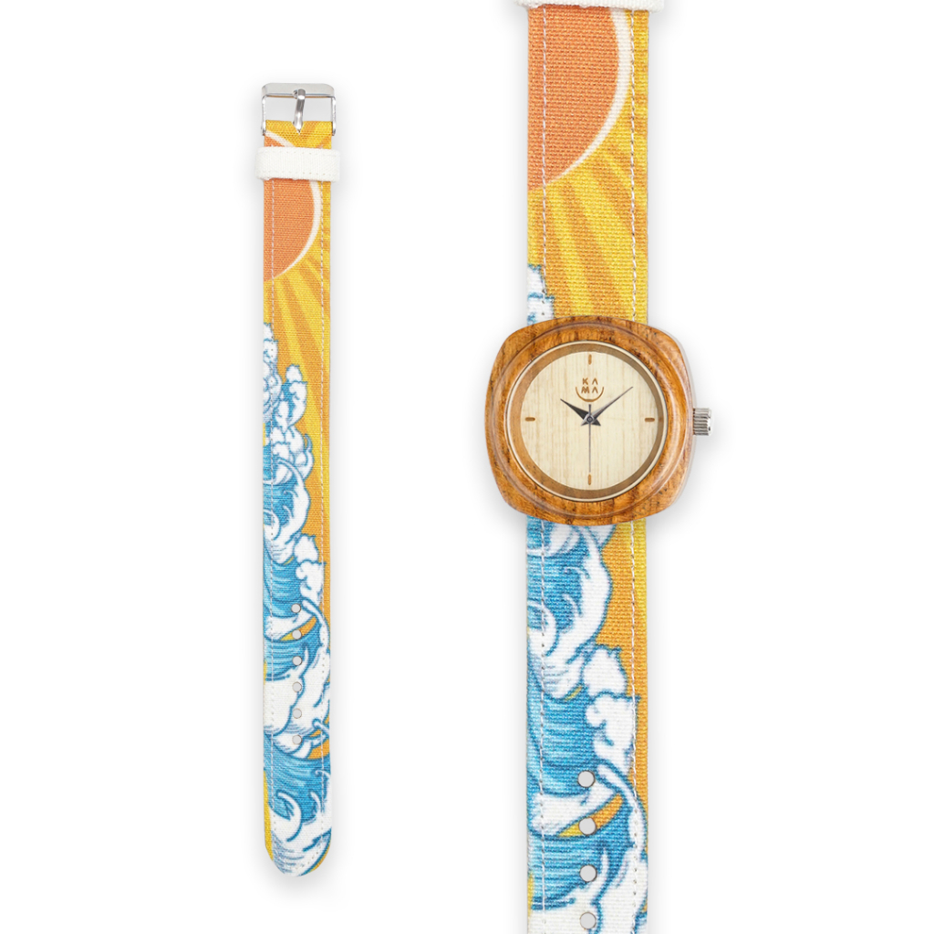 Jam Tangan Kayu Kama Watch Edisi Strap Wave